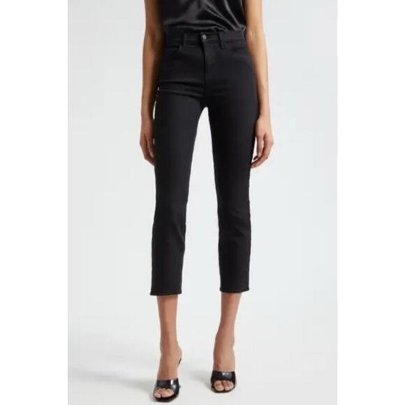 L'AGENCE Denim - L’Agence Alexia High Rise Cropped Cigarette Jeans Black Noir 28